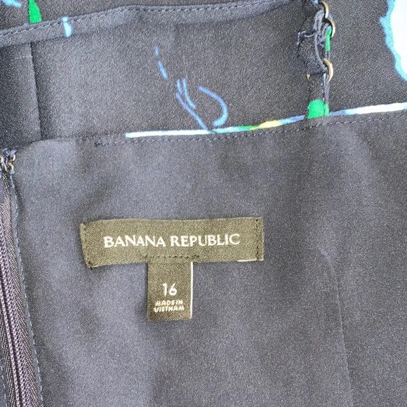 Banana Republic Navy Blue Pansies Floral Midi Dress - Picture 6 of 9